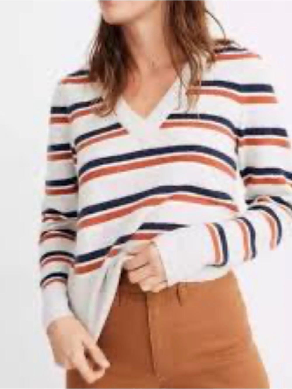 Madewell Women’s Cozy V-Neck Striped Sweater Small
